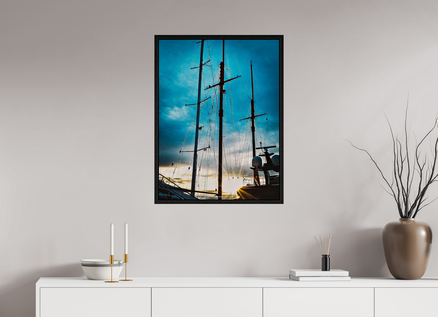 60 x 80 cm, Floater Frame Jolie lumiere au port