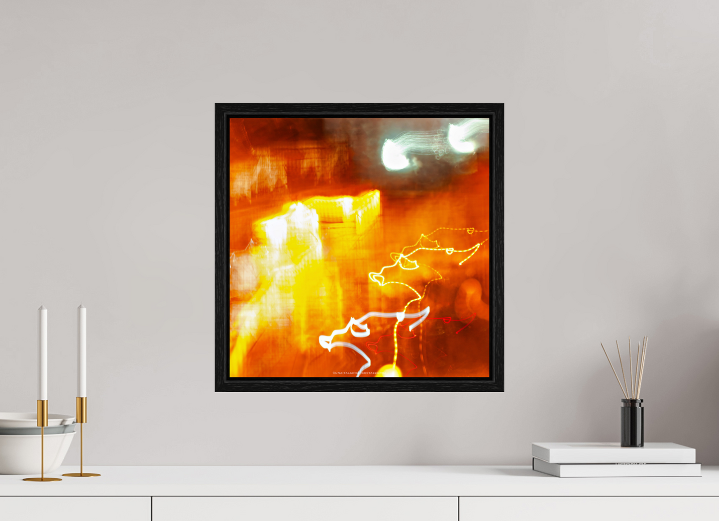 40 x 40 cm, Floater Frame Danse enflammée