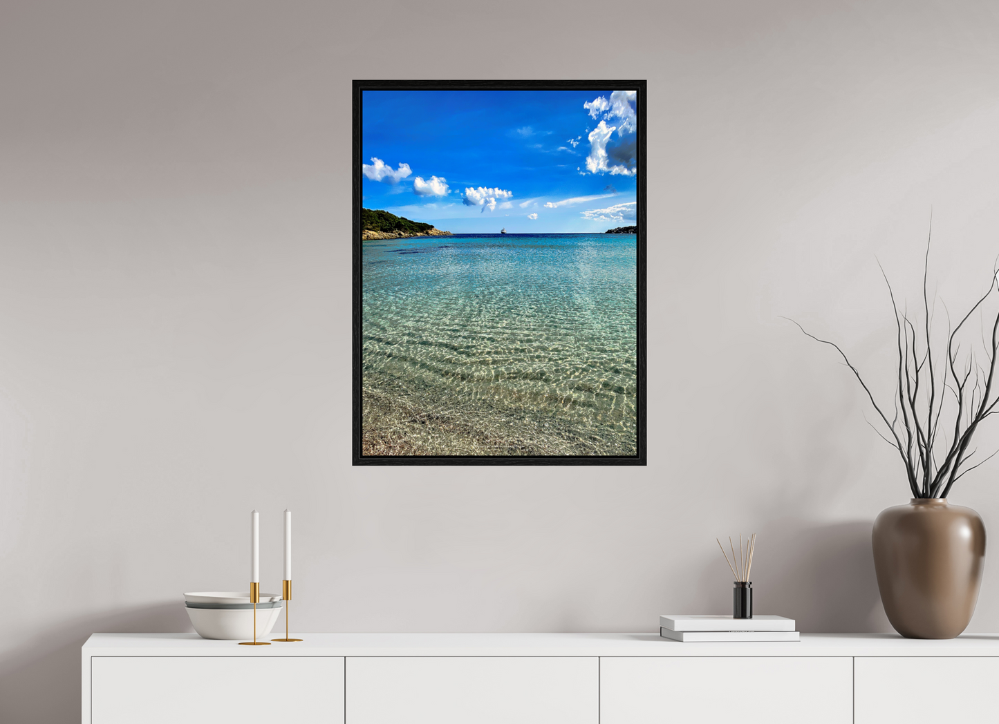 60 x 80 cm, Floater Frame Entre deux bleus