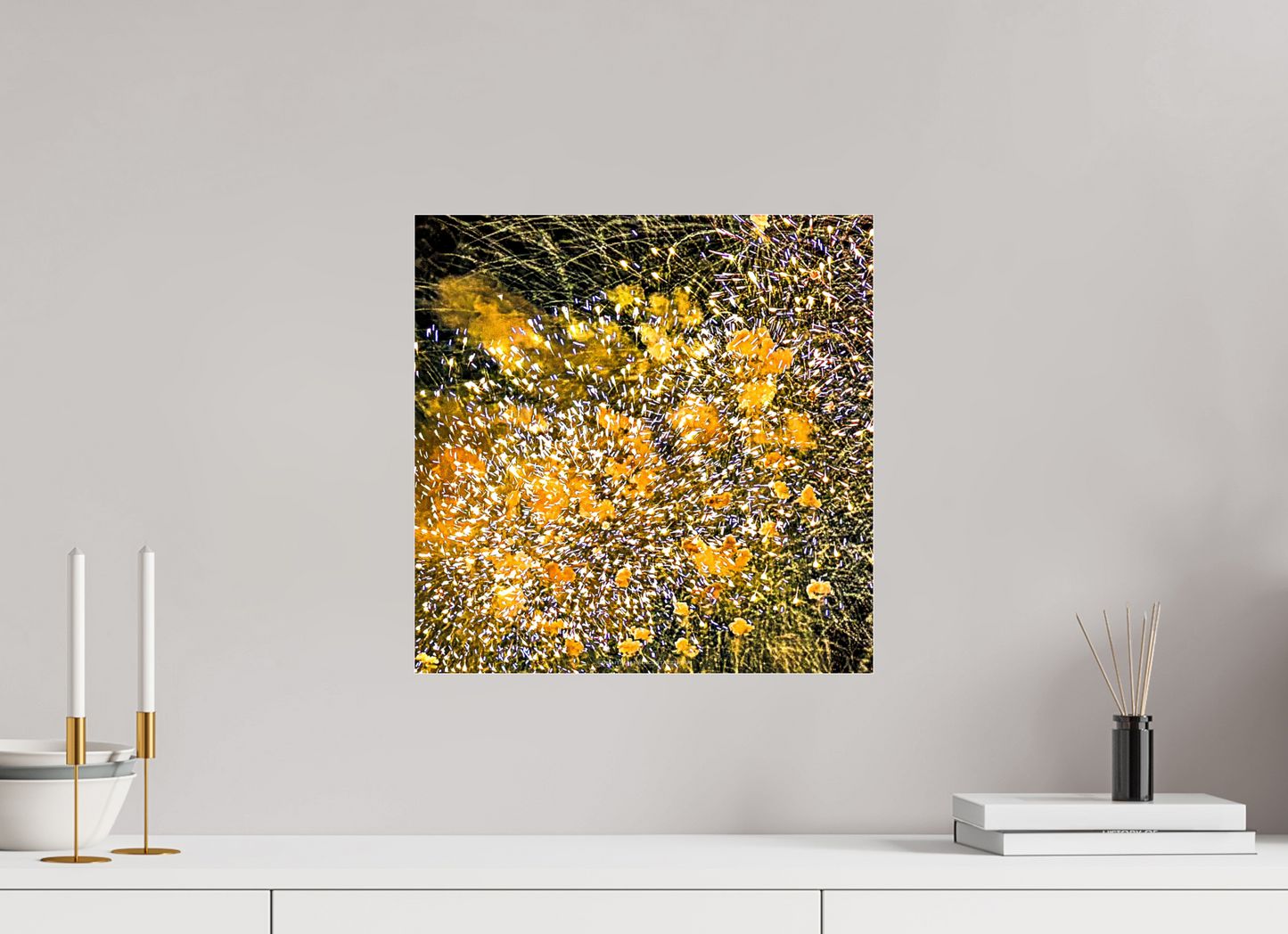 40 x 40 cm, Photo Print Under Acrylic Glass Bouquet jaune