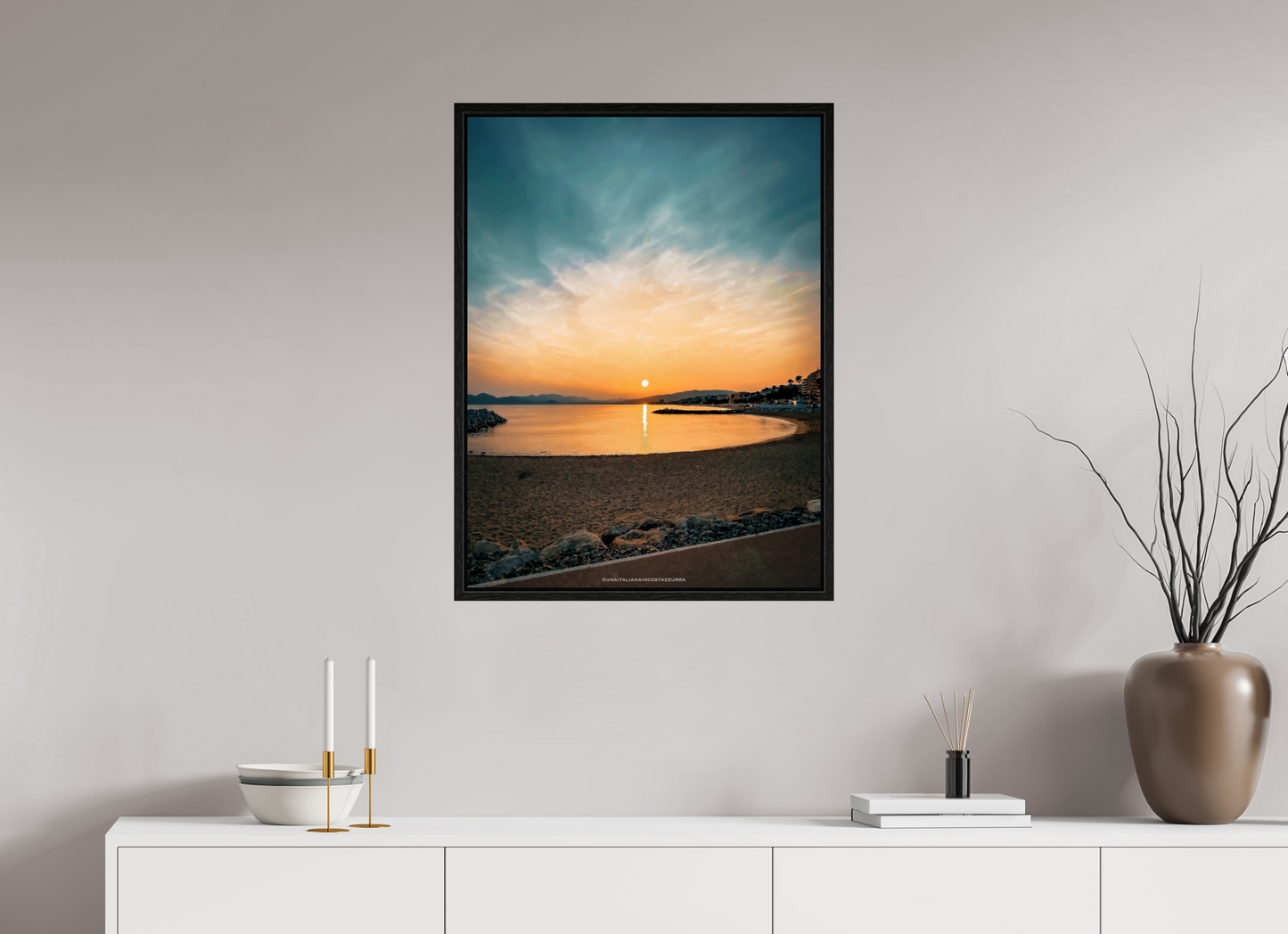 60 x 80 cm, Floater Frame Coucher de soleil sur l'Esterel