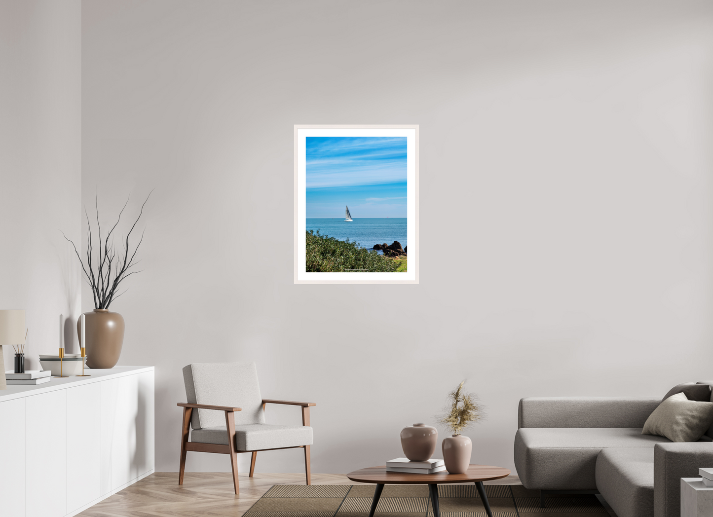 60 x 80 cm, Photo encadré bois érable blanc 20mm La Mesure du Vent