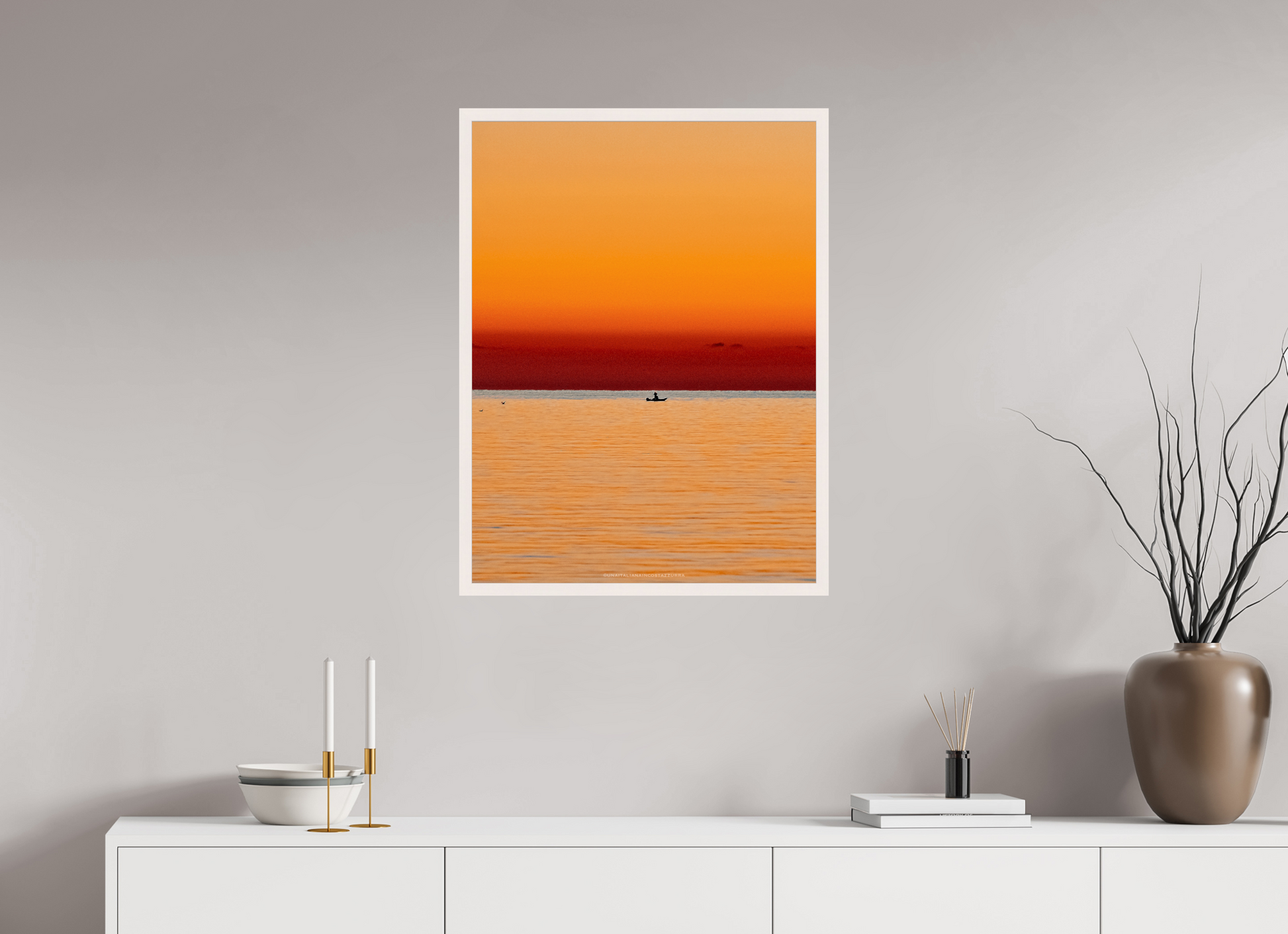 60 x 80 cm, Cadre galerie grand format Une aube presque orientale sur les Lérins