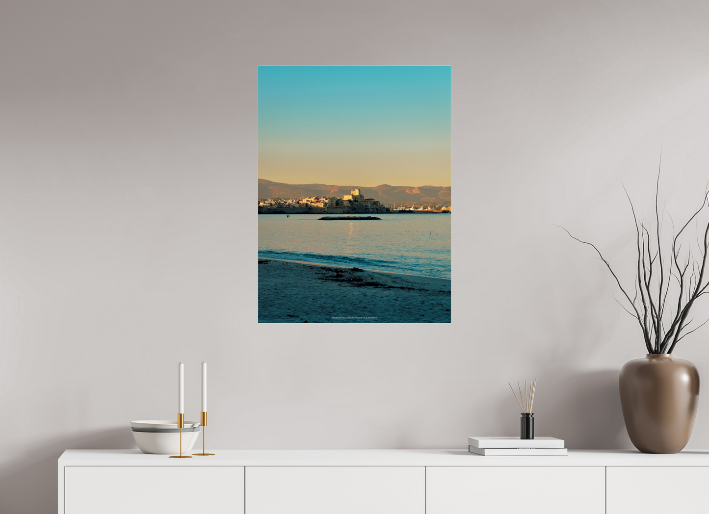 60 x 80 cm, Photo Print Under Acrylic Glass Antibes au coucher