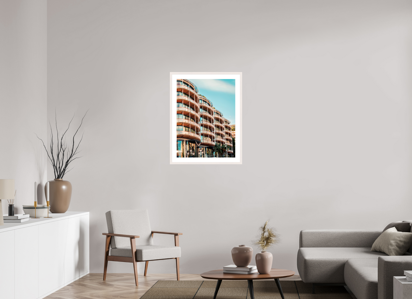 60 x 80 cm, Photo encadré bois érable blanc 20mm "One" Montecarlo