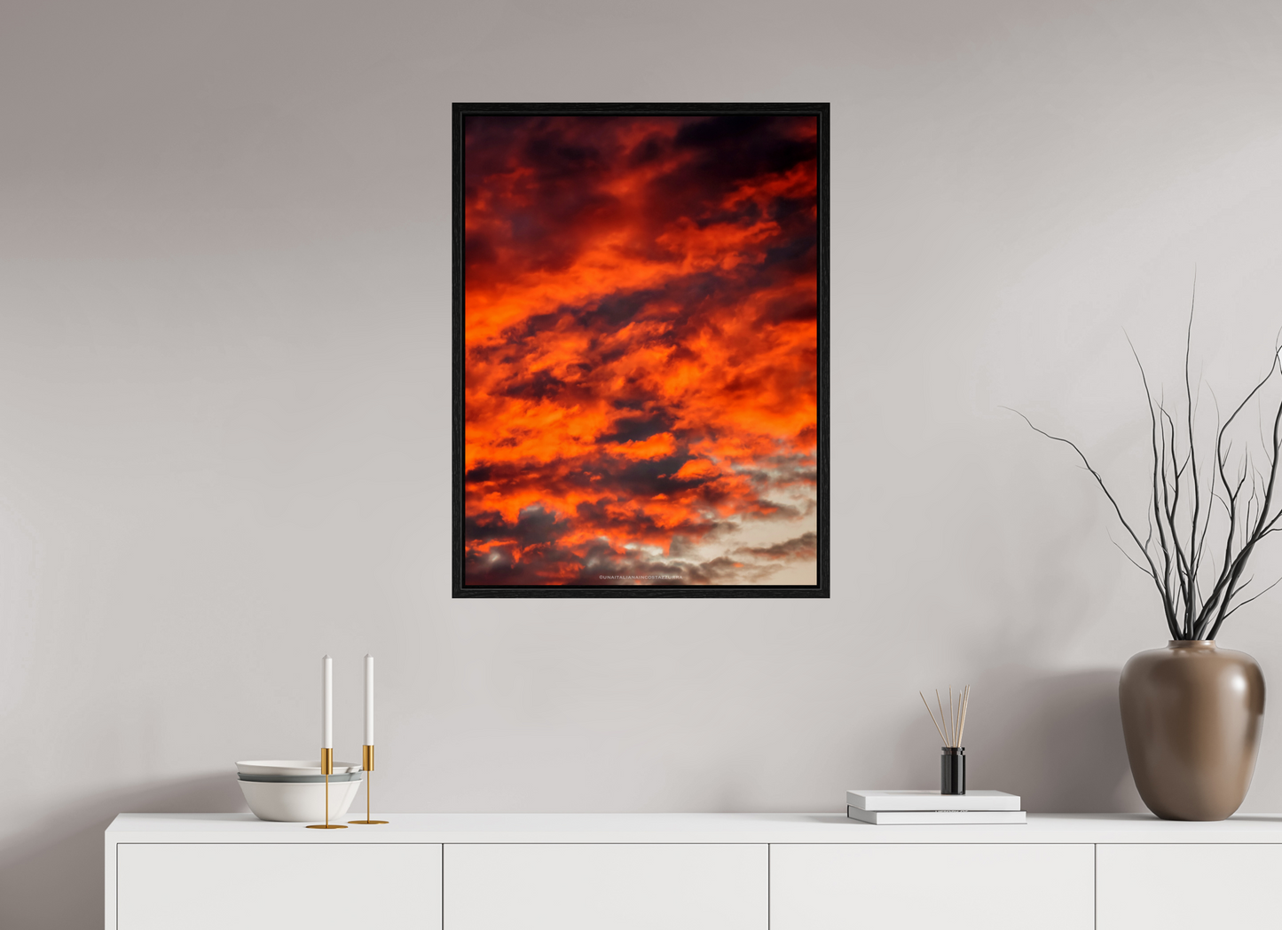 60 x 80 cm, Floater Frame Ciel en feu